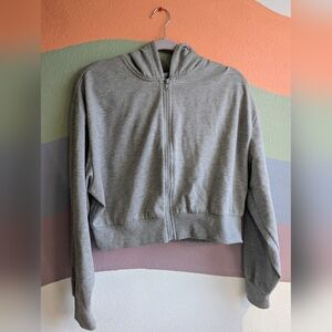 ASOS cropped zip up hoodie gray size S